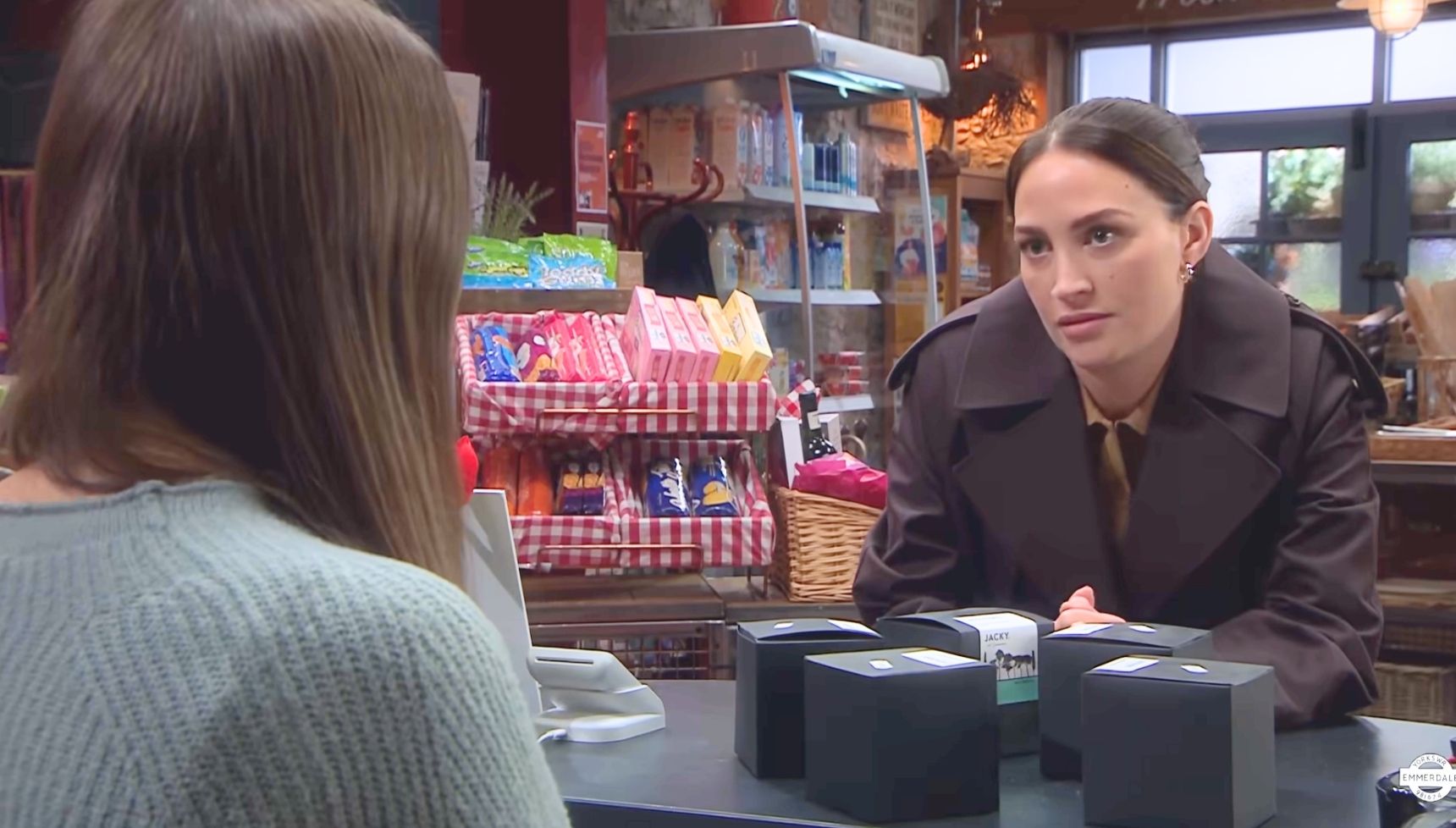Sarah and Thea talk in Emmerdale (Credit: ITV)