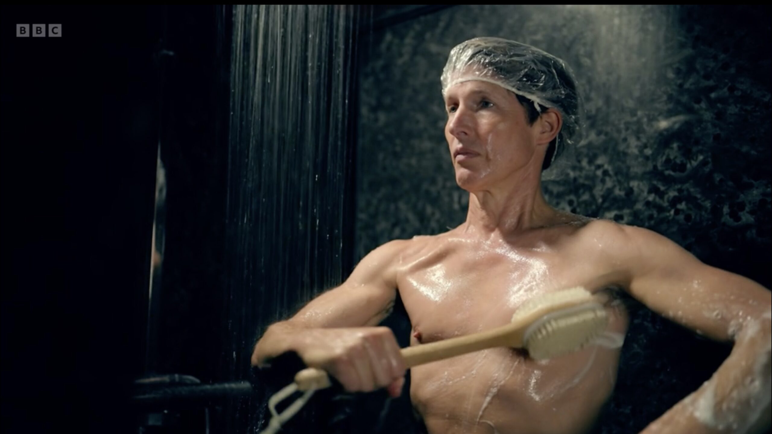 James Blunt shower scene on Celebrity Traitors
