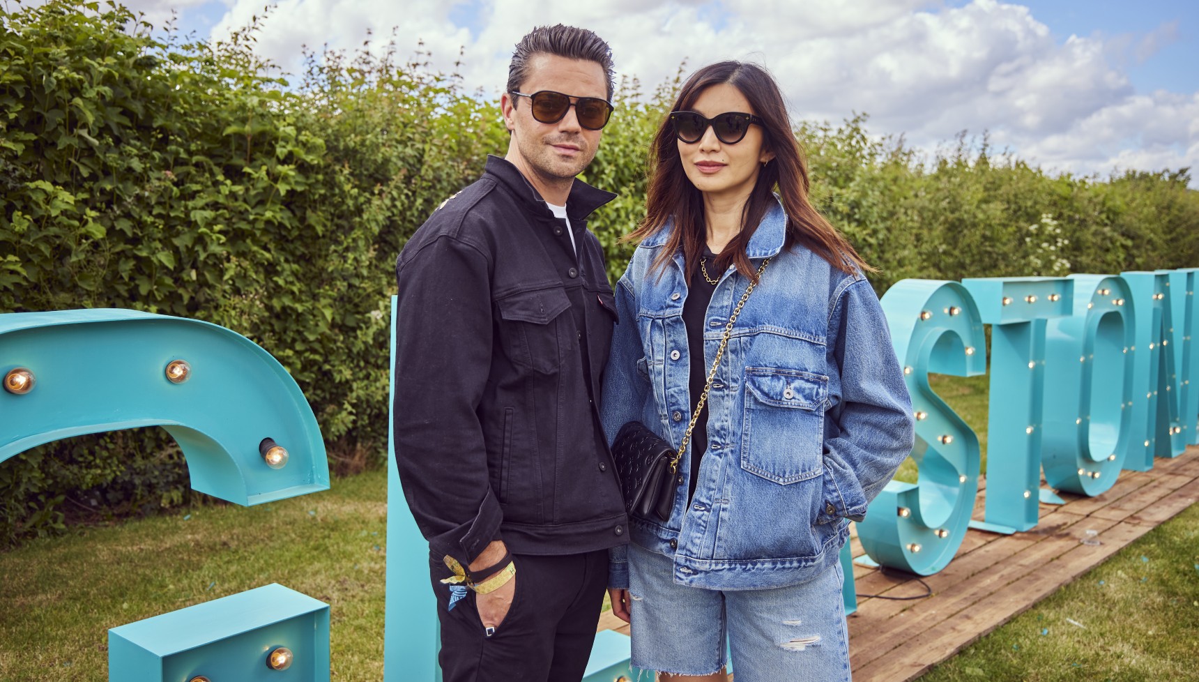Dominic Cooper and Gemma Chan at Glastonbury festival