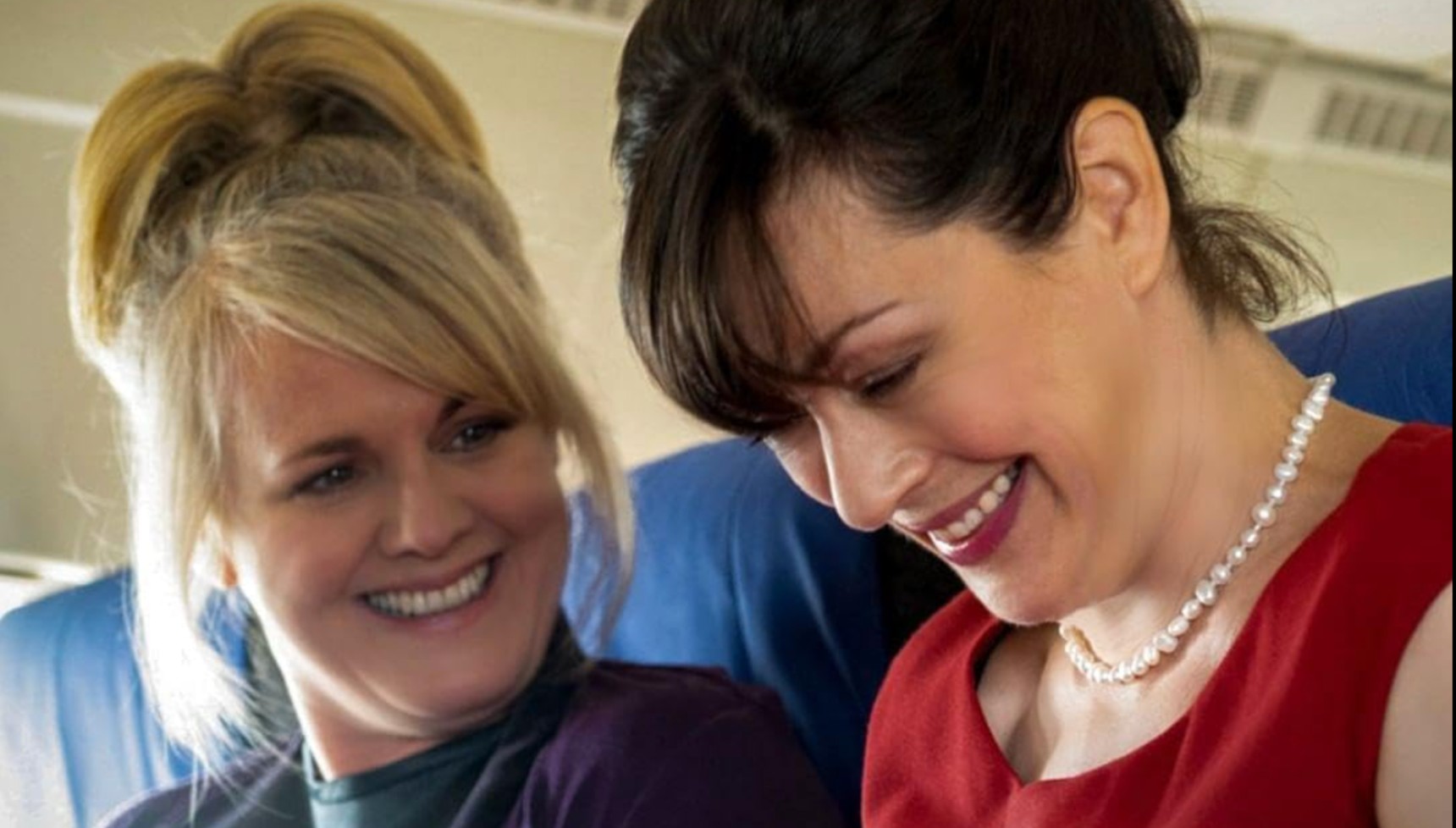 Sally Lindsay and Olivia Caffrey as Jean and Barbara in The Madame Blanc Mysteries