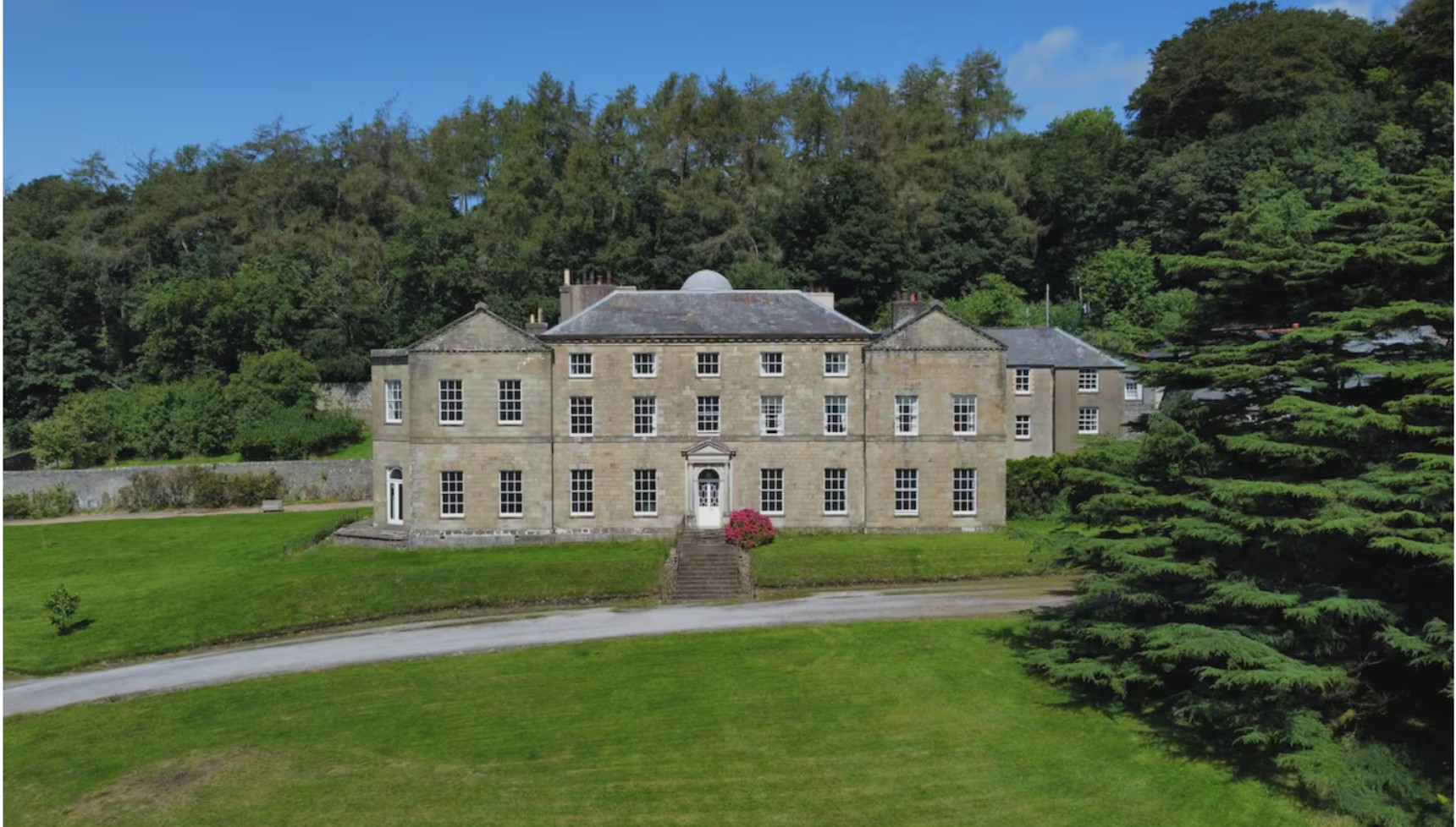 Llanharan House, a Grade II-listed Georgian mansion, poses as Denby Hall in The Party