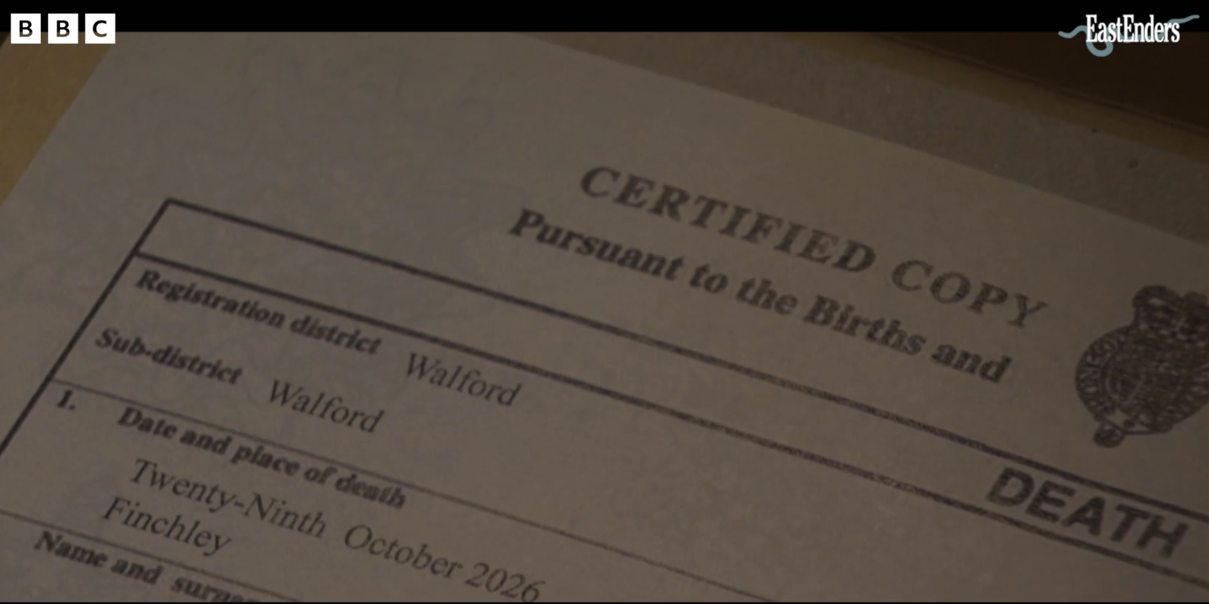 Someone's death certificate