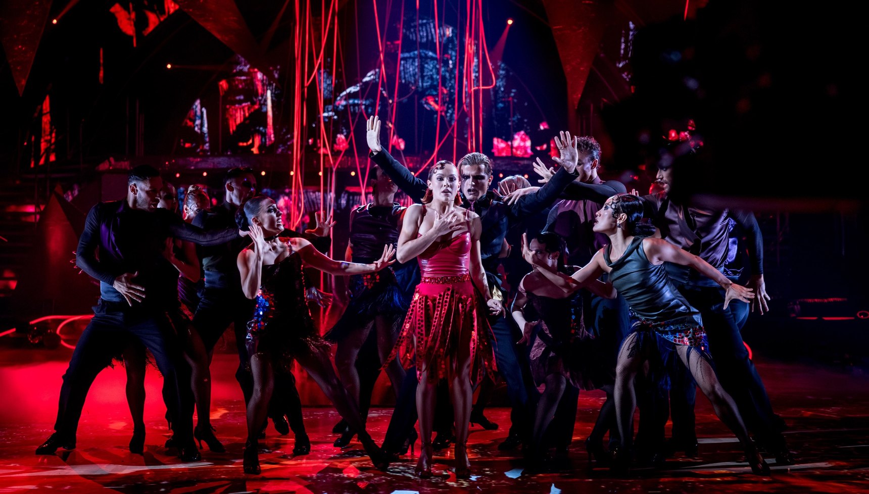 The Strictly professionals join Alexis Warr in the Halloween pro dance